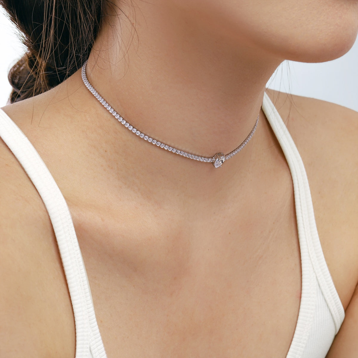 [Lumi Jewellery]1.0 carat Unique Pear Cut Tennis Necklace