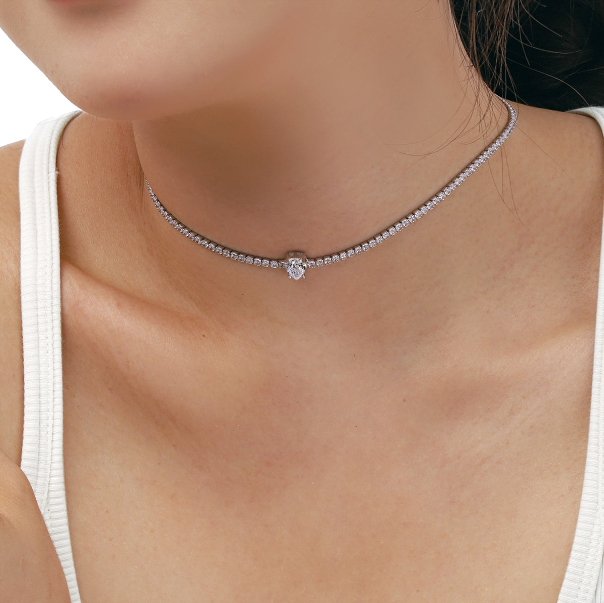 [Lumi Jewellery]1.0 carat Unique Pear Cut Tennis Necklace