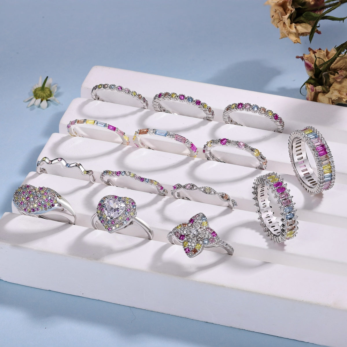 [Lumi Jewellery]Ornate Vibrant Round Cut Daily Ring