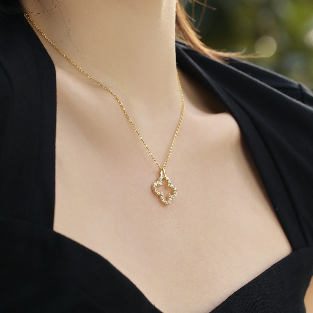 [Lumi Jewellery]Four-Leaf Clover Hollow Design Exquisite Necklace