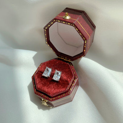 [Lumi Jewellery]Stylish Shiny Rectangular Center Stone Stud Earrings