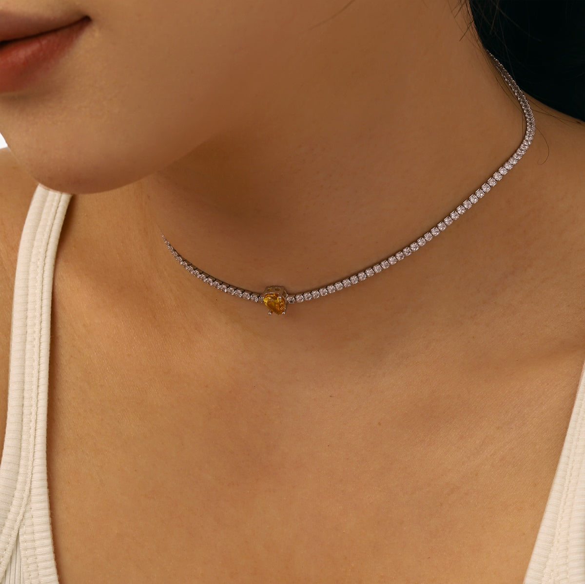 [Lumi Jewellery]1.0 carat Unique Pear Cut Tennis Necklace