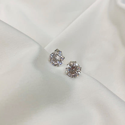 [Lumi Jewellery]Stylish Shiny Round Center Stone Stud Earrings