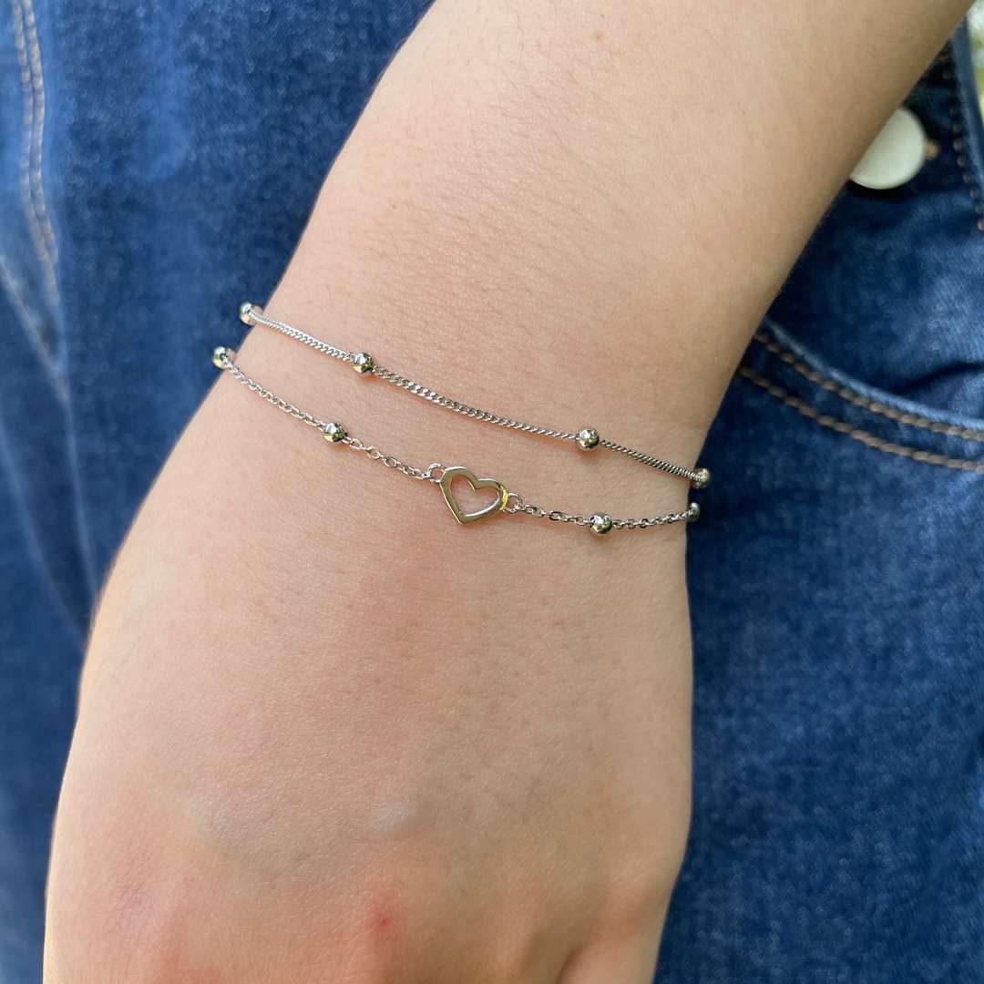 [Lumi Jewellery]Dainty Double Layer Love Heart Bracelet
