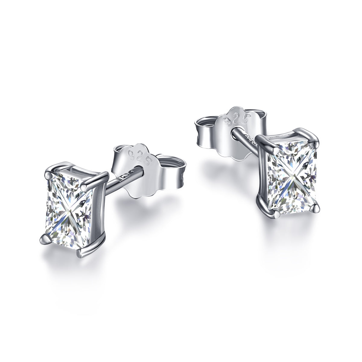 [Lumi Jewellery]Stylish Shiny Rectangular Center Stone Stud Earrings