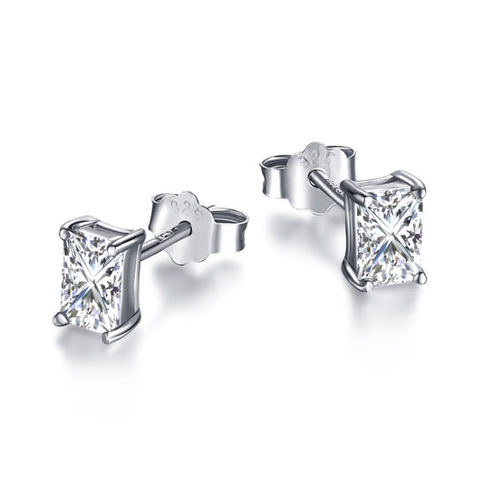 [Lumi Jewellery]Stylish Shiny Rectangular Center Stone Stud Earrings