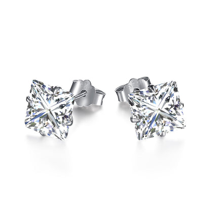 [Lumi Jewellery]Stylish Shiny Square Center Stone Stud Earrings