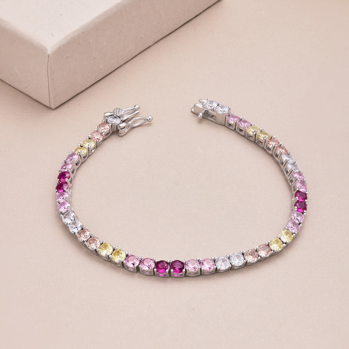 [Lumi Jewellery]Radiant Colorful Round Cut Tennis Bracelet