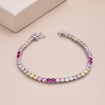 [Lumi Jewellery]Radiant Colorful Round Cut Tennis Bracelet