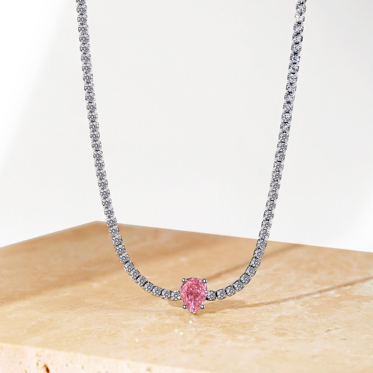 [Lumi Jewellery]1.0 carat Unique Pear Cut Tennis Necklace
