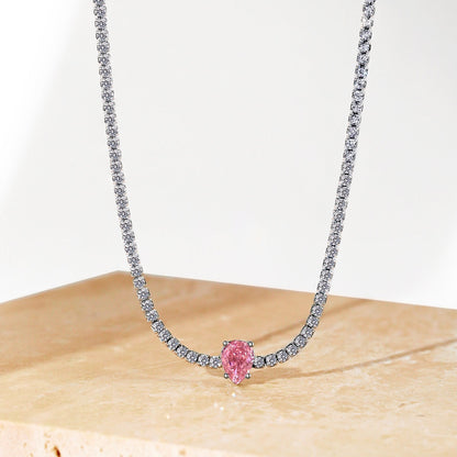 [Lumi Jewellery]1.0 carat Unique Pear Cut Tennis Necklace