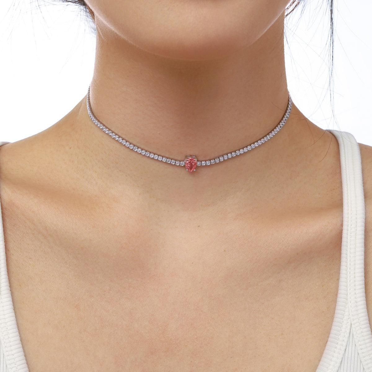 [Lumi Jewellery]1.0 carat Unique Pear Cut Tennis Necklace