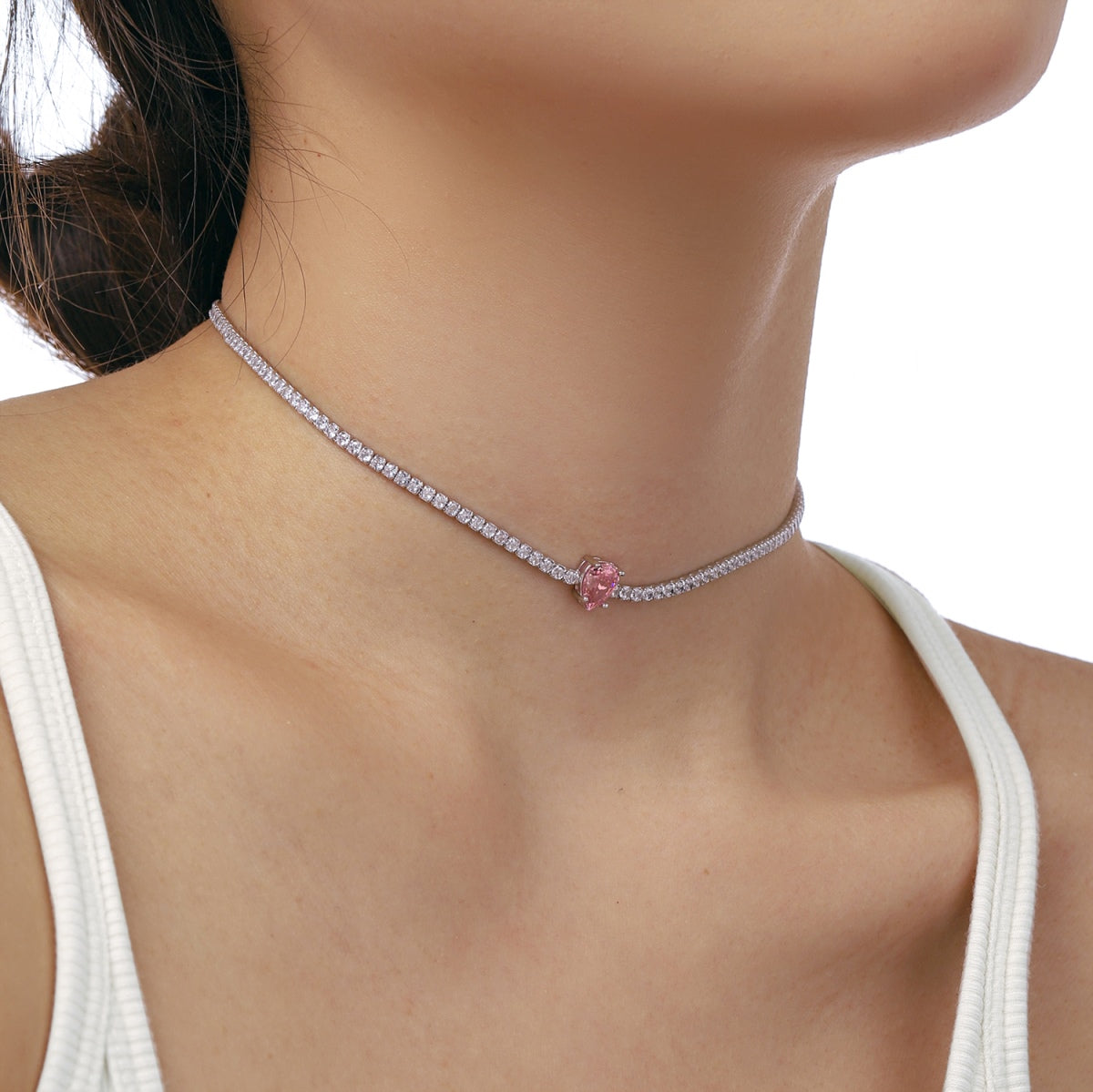 [Lumi Jewellery]1.0 carat Unique Pear Cut Tennis Necklace