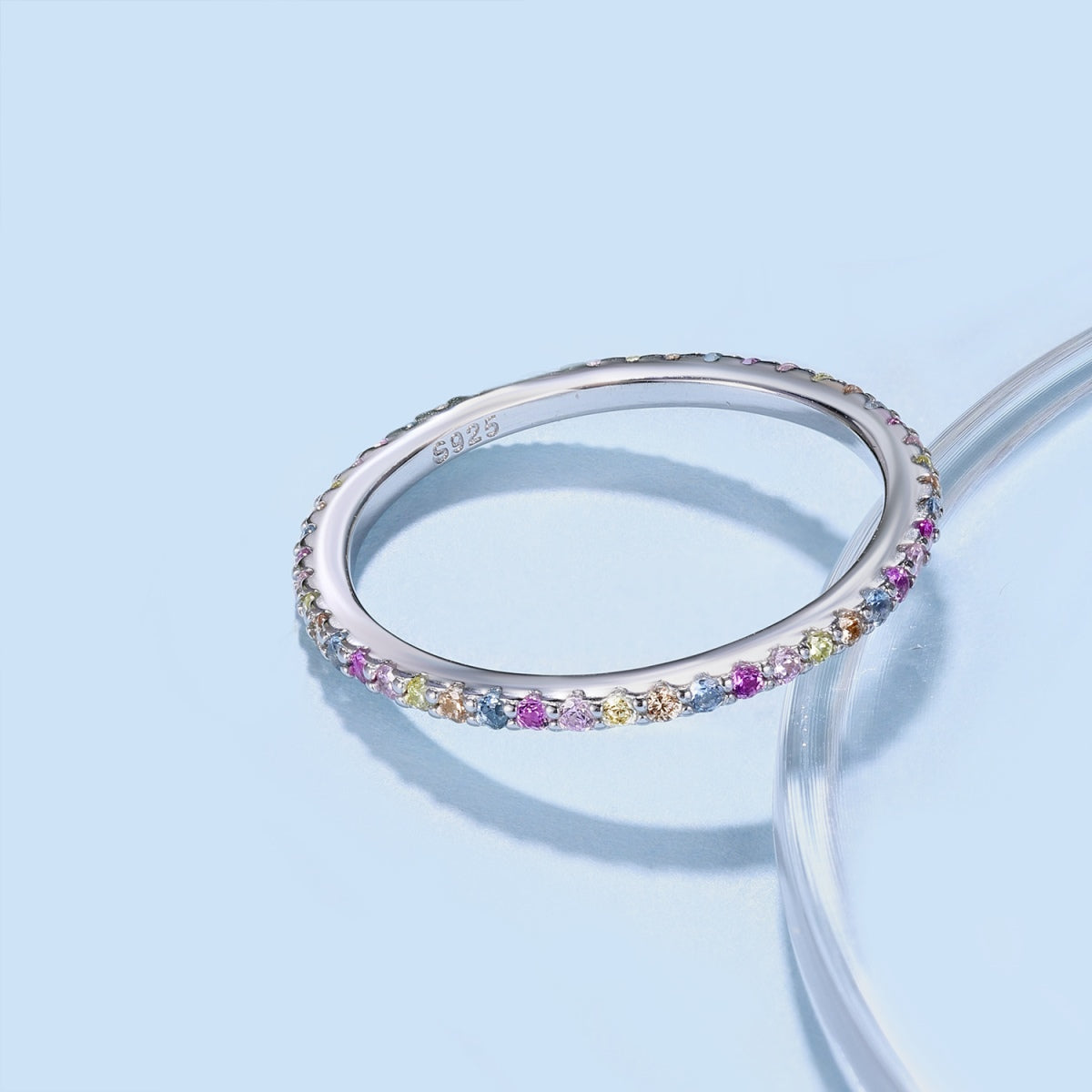 [Lumi Jewellery]Ornate Colorful Round Cut Tennis Ring