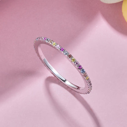 [Lumi Jewellery]Ornate Colorful Round Cut Tennis Ring