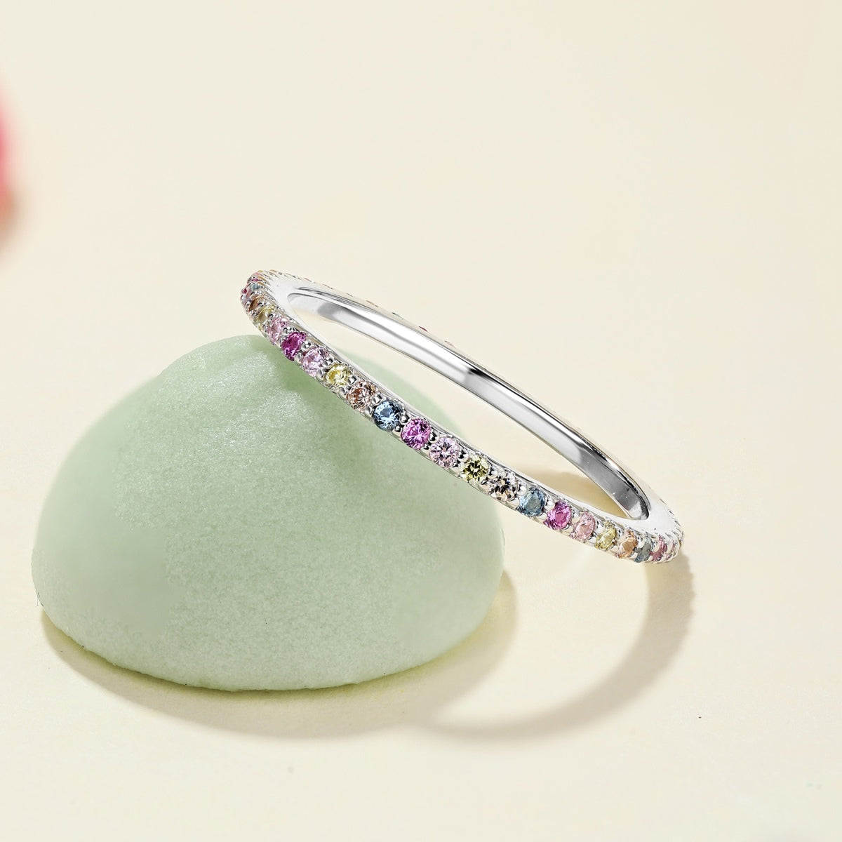 [Lumi Jewellery]Ornate Colorful Round Cut Tennis Ring