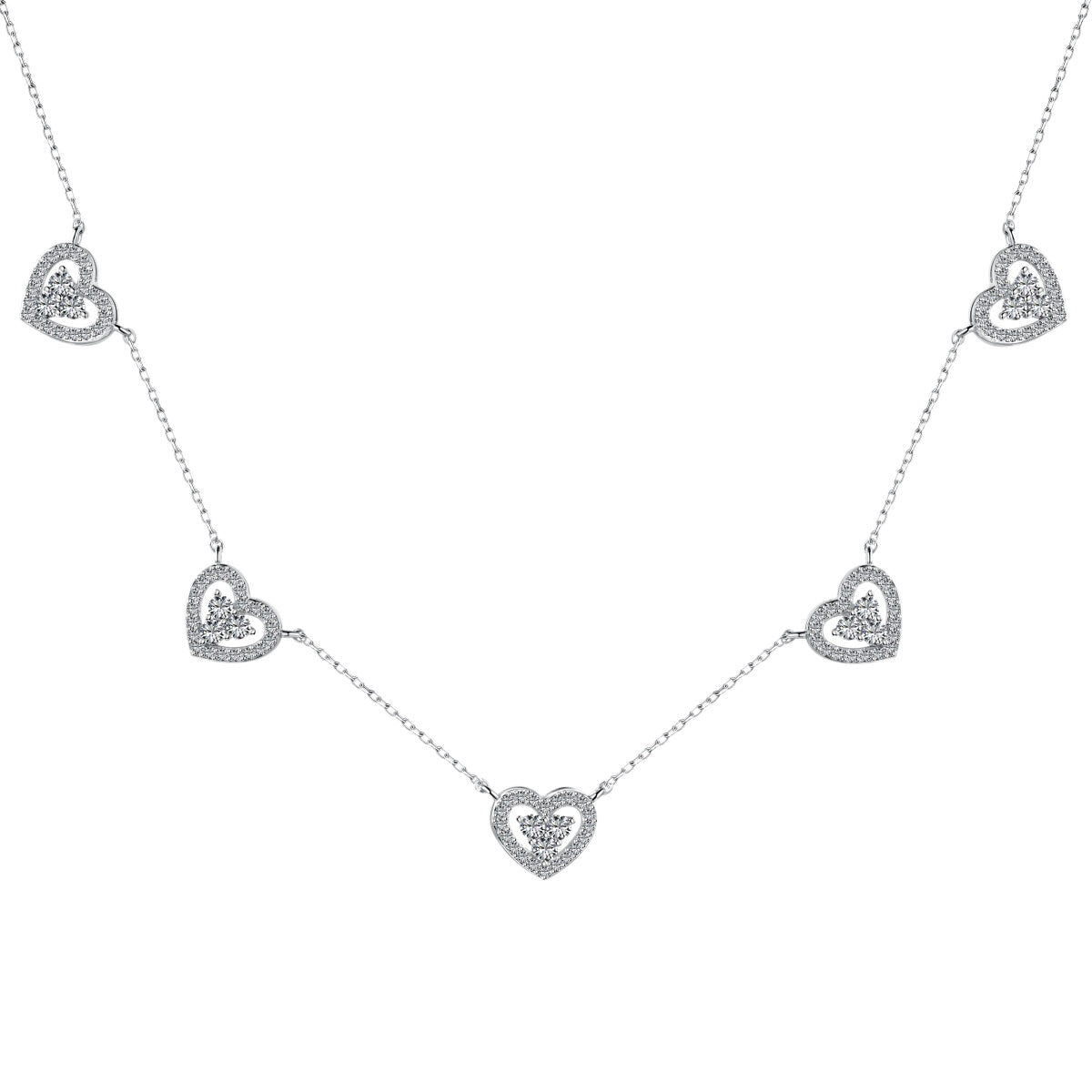 [Lumi Jewellery]Sparkling Five Heart Necklace