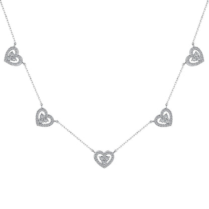 [Lumi Jewellery]Sparkling Five Heart Necklace