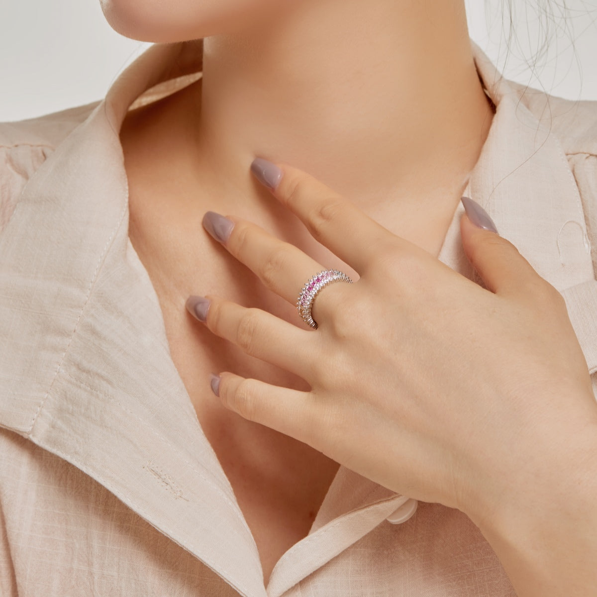 [Lumi Jewellery]Ornate Colorful Radiant Cut Daily Ring