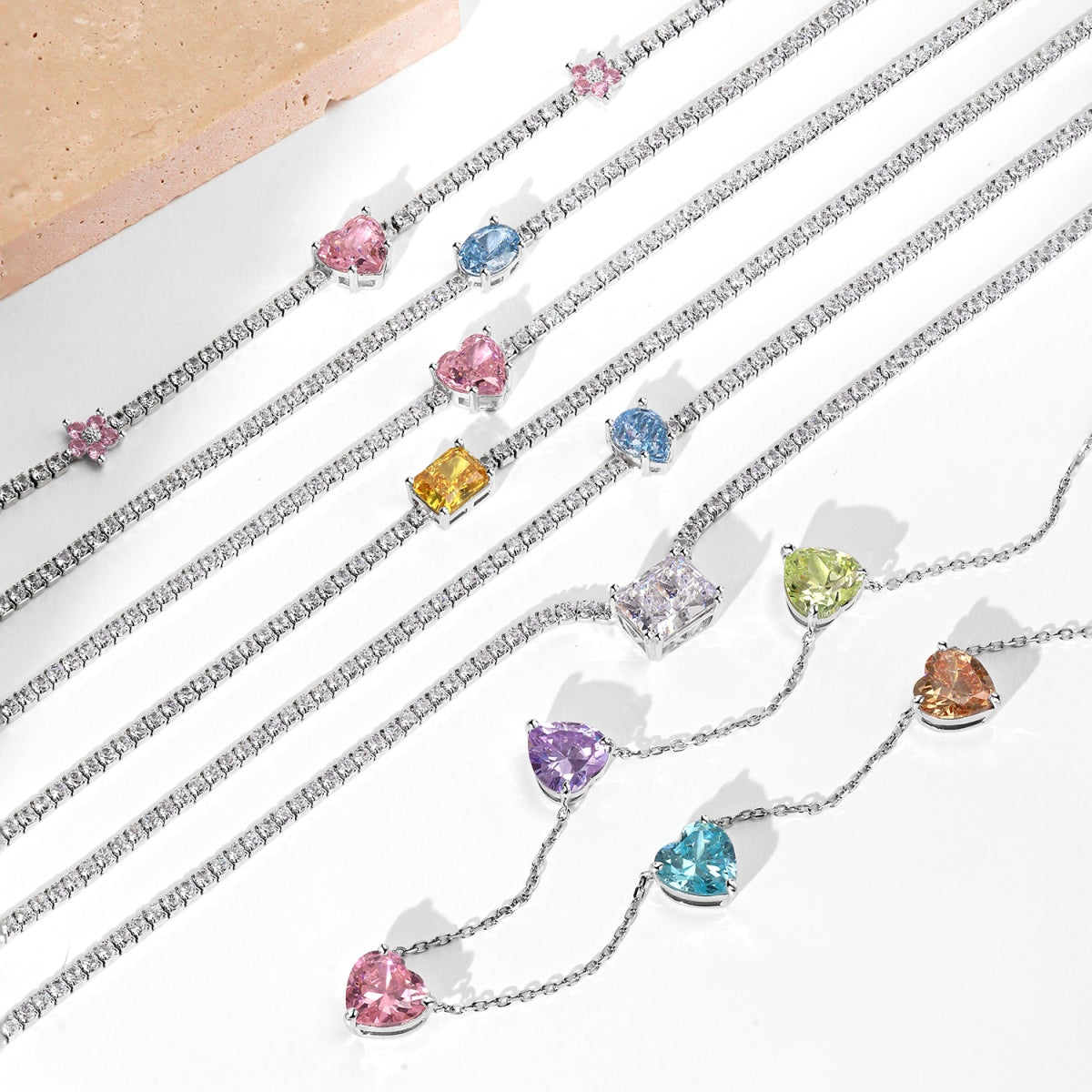 [Lumi Jewellery]Dazzling Pink Heart Flower Necklace