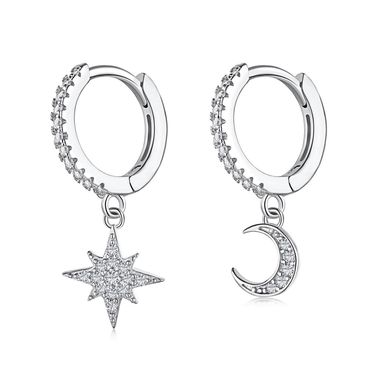 [Lumi Jewellery]Star and Moon Asymmetric Earrings