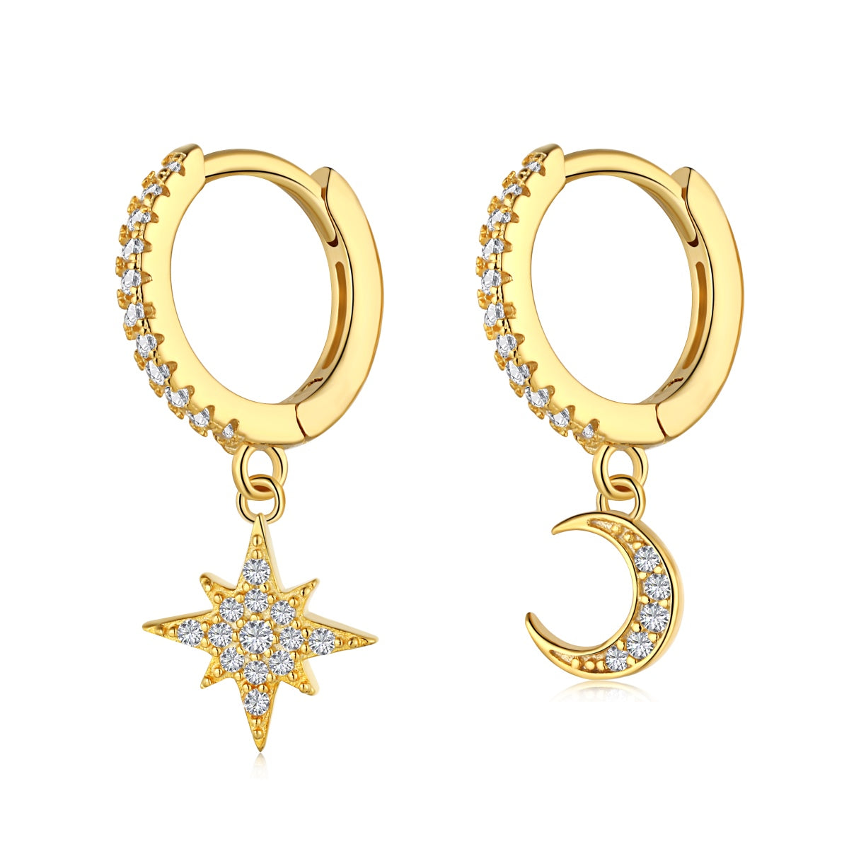 [Lumi Jewellery]Star and Moon Asymmetric Earrings