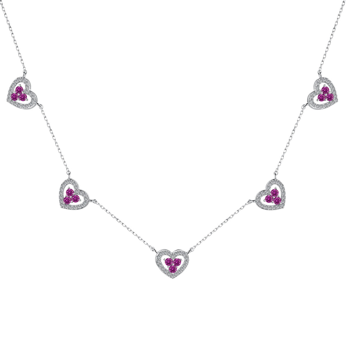 [Lumi Jewellery]Sparkling Five Heart Necklace