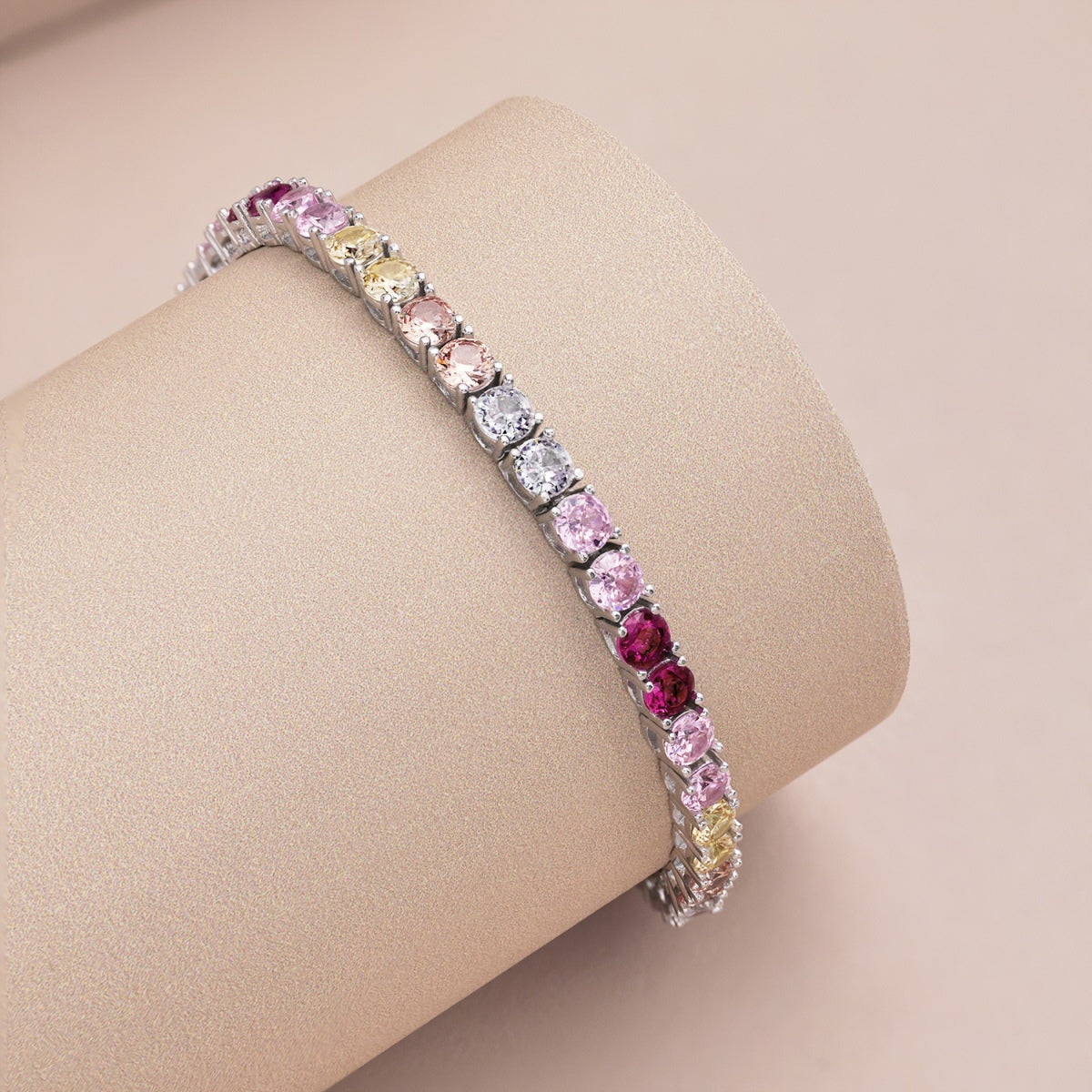[Lumi Jewellery]Radiant Colorful Round Cut Tennis Bracelet