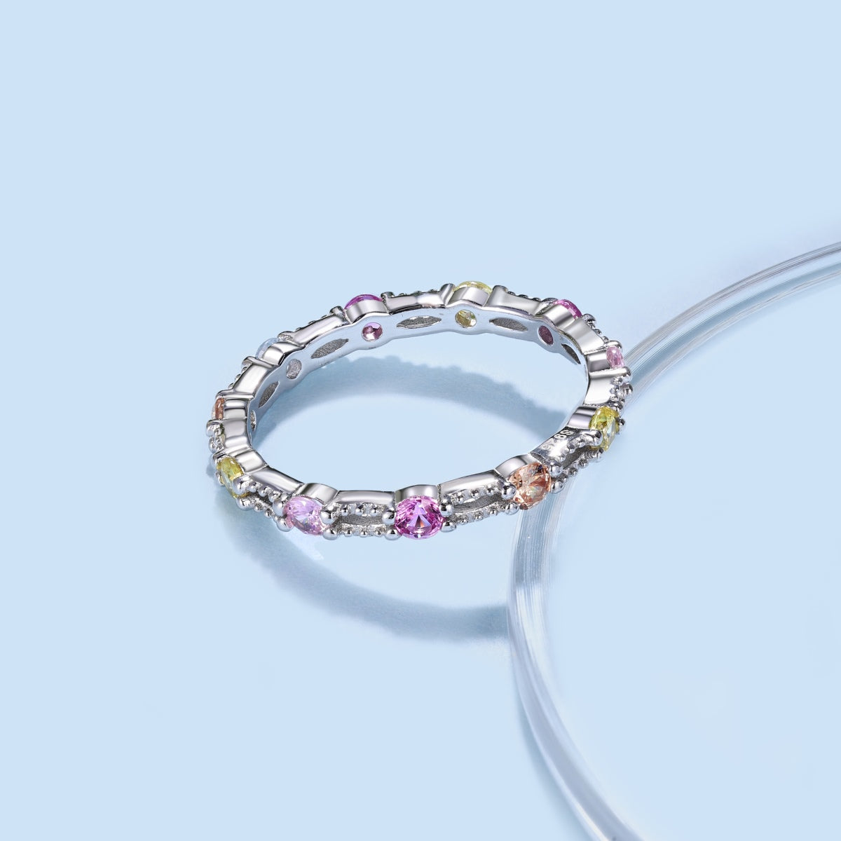[Lumi Jewellery]Sparkling Colorful Round Cut Tennis Ring