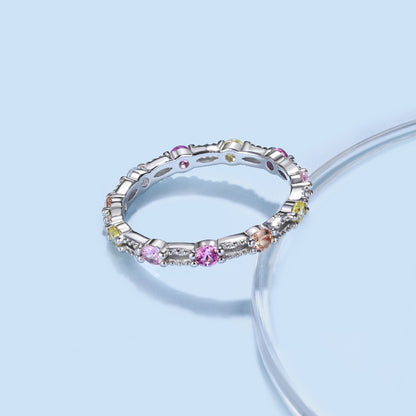[Lumi Jewellery]Sparkling Colorful Round Cut Tennis Ring
