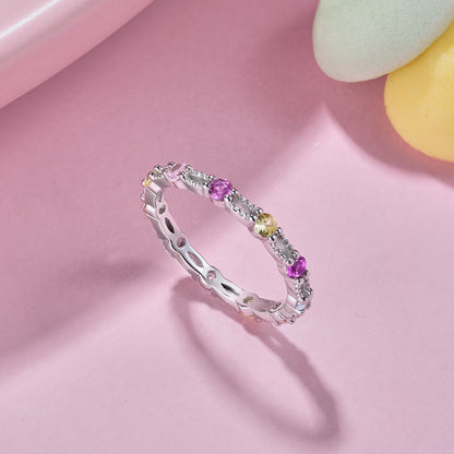[Lumi Jewellery]Sparkling Colorful Round Cut Tennis Ring