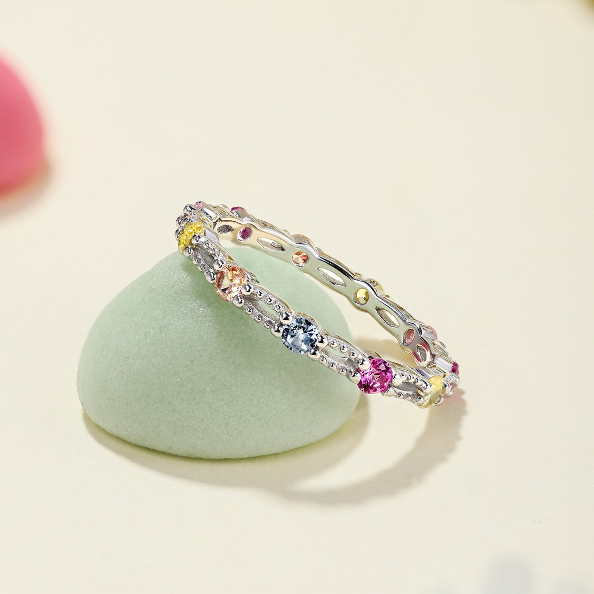 [Lumi Jewellery]Sparkling Colorful Round Cut Tennis Ring