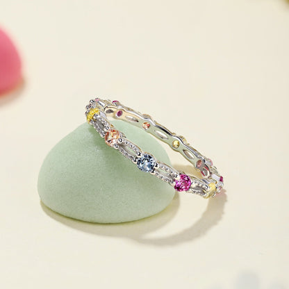 [Lumi Jewellery]Sparkling Colorful Round Cut Tennis Ring