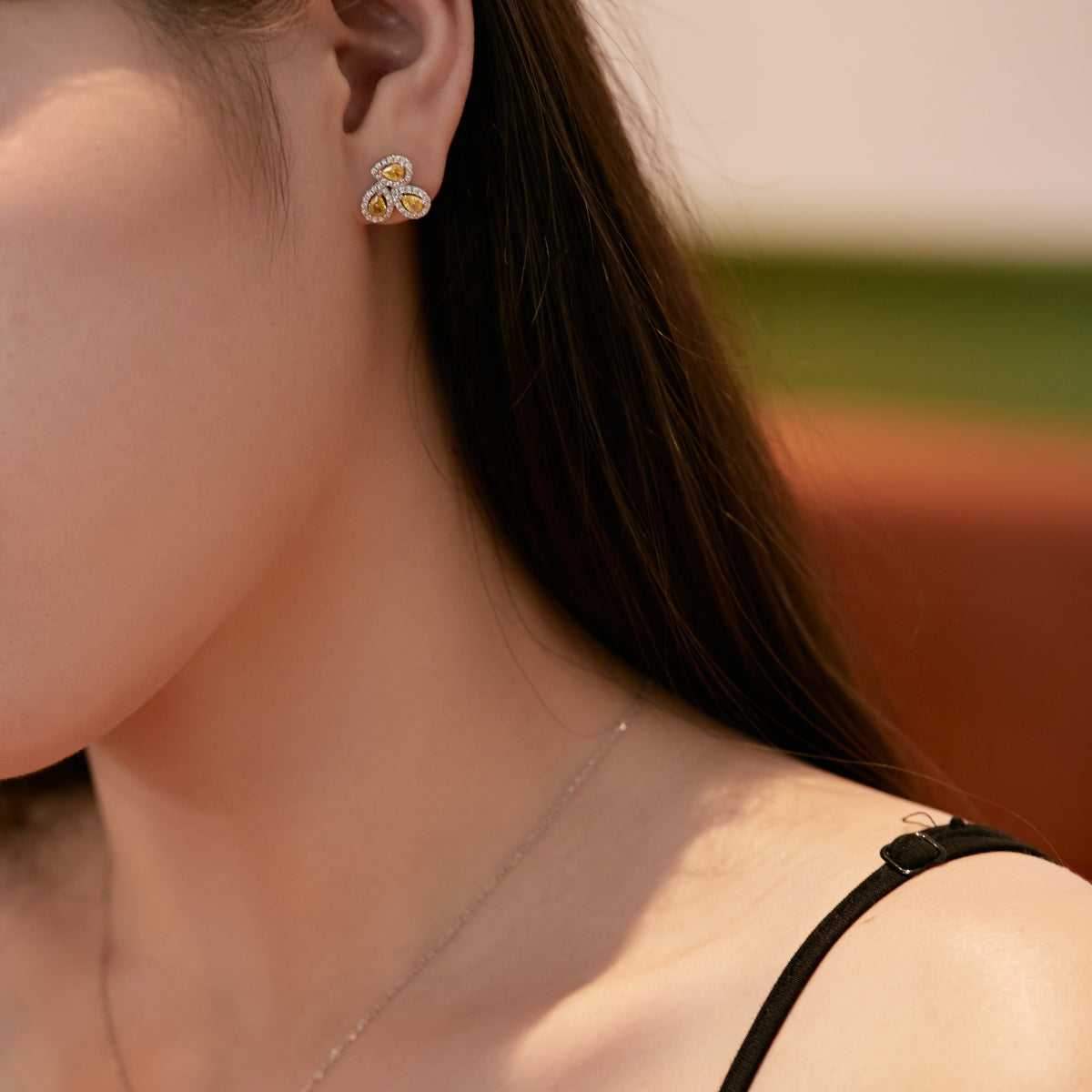 [Lumi Jewellery]Ornate Flower Shape Pear Cut Lover Earrings