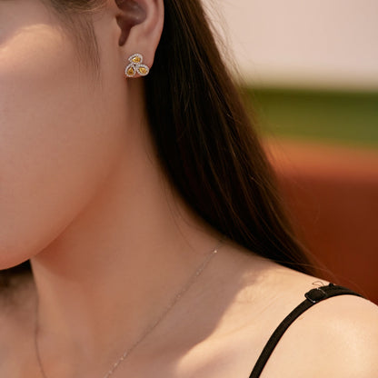 [Lumi Jewellery]Ornate Flower Shape Pear Cut Lover Earrings