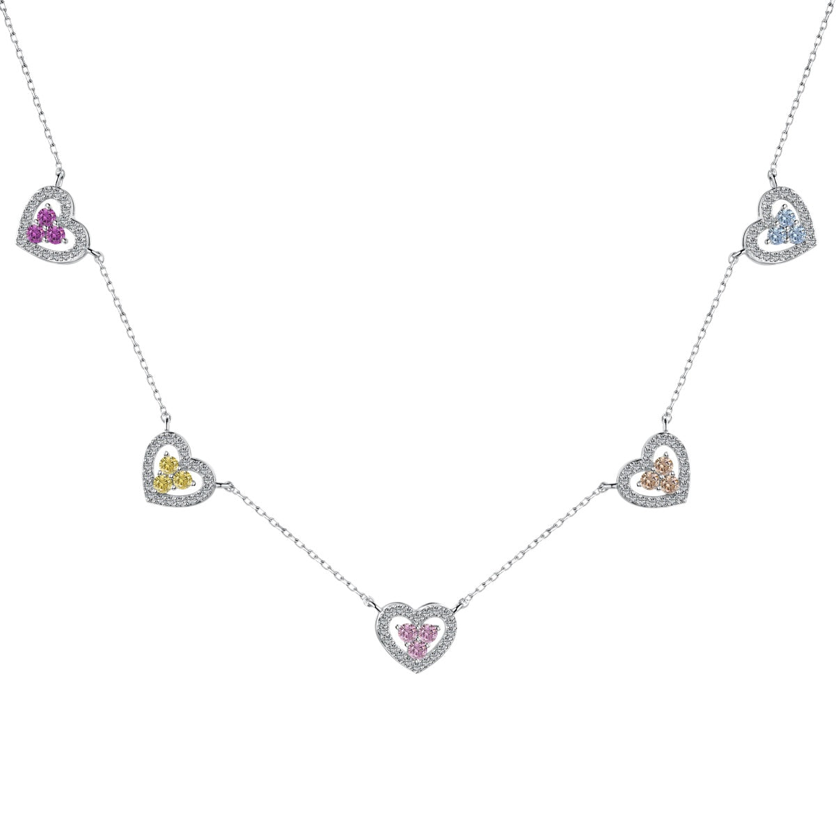 [Lumi Jewellery]Sparkling Five Heart Necklace