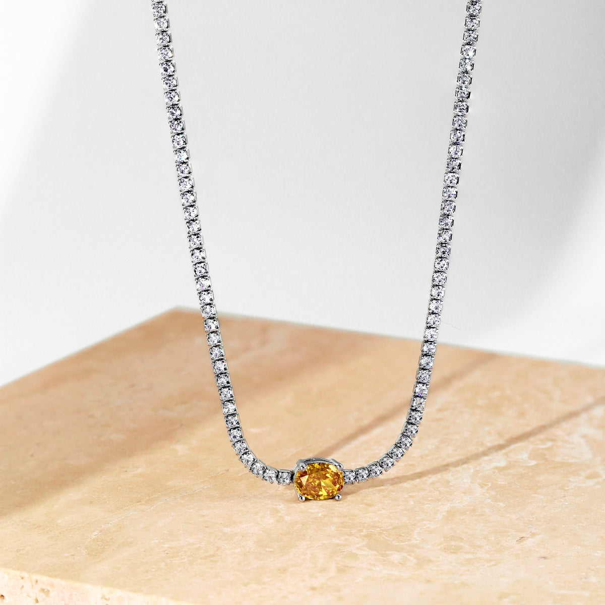 [Lumi Jewellery]1.0 Carat Shining Oval Cut Necklace