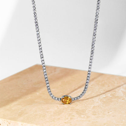 [Lumi Jewellery]1.0 Carat Shining Oval Cut Necklace