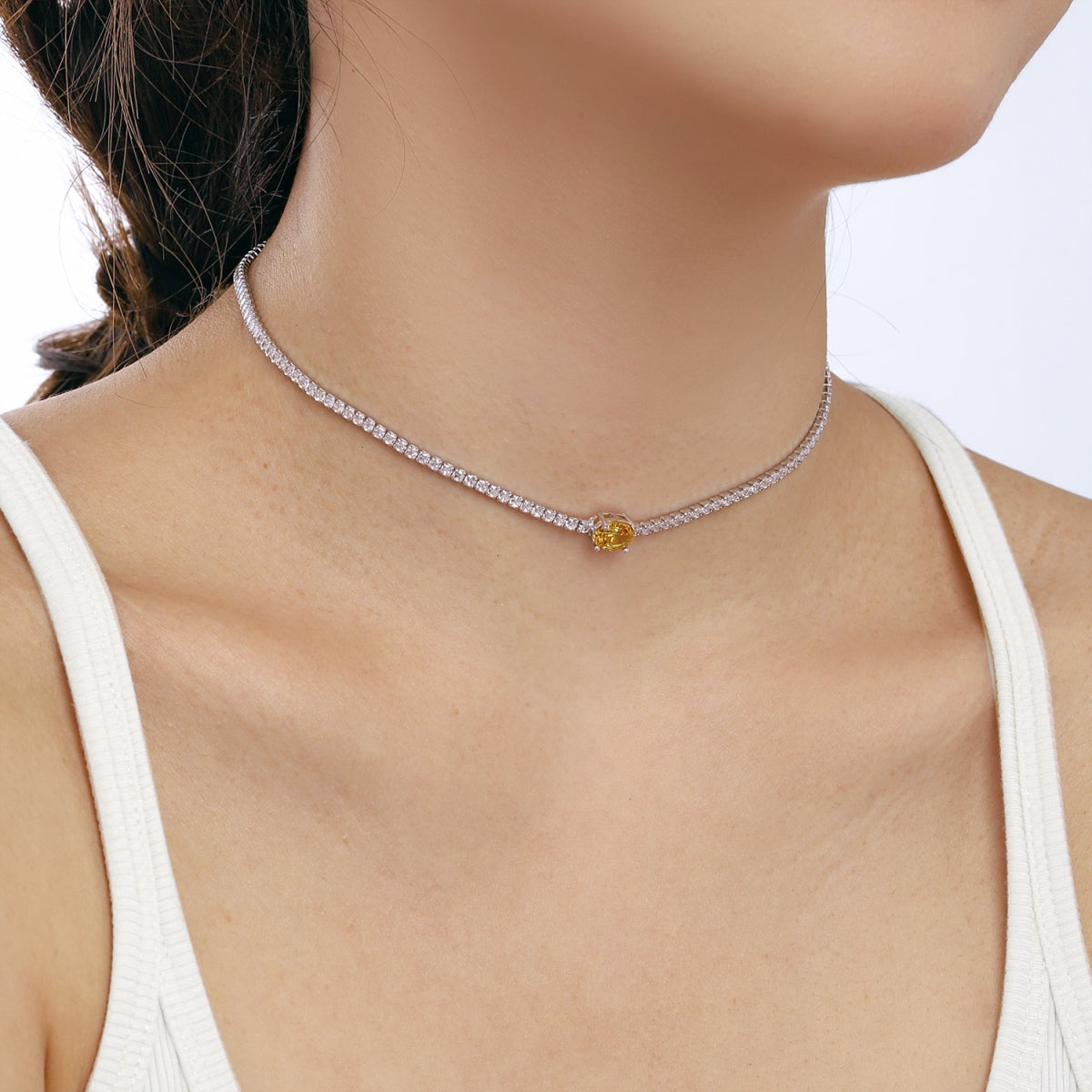 [Lumi Jewellery]1.0 Carat Shining Oval Cut Necklace