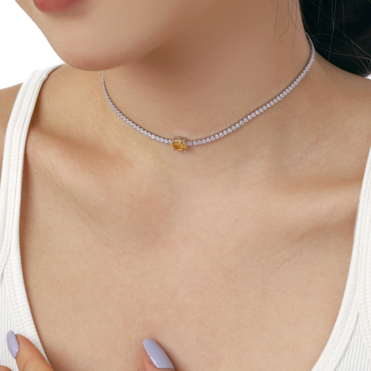 [Lumi Jewellery]1.0 Carat Shining Oval Cut Necklace