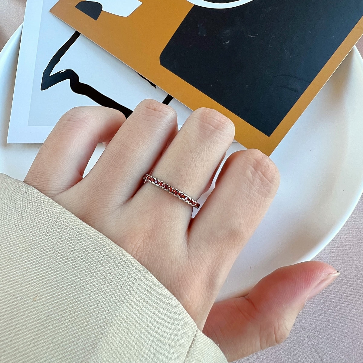 [Lumi Jewellery]Delicate Sparkling Round Cut Daily Ring