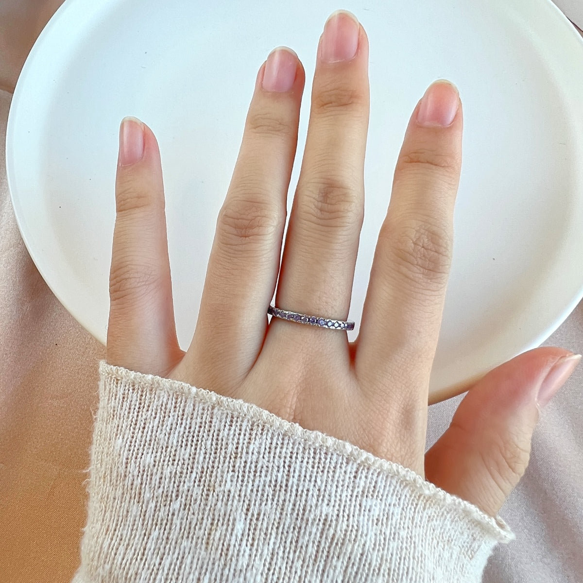 [Lumi Jewellery]Delicate Sparkling Round Cut Daily Ring