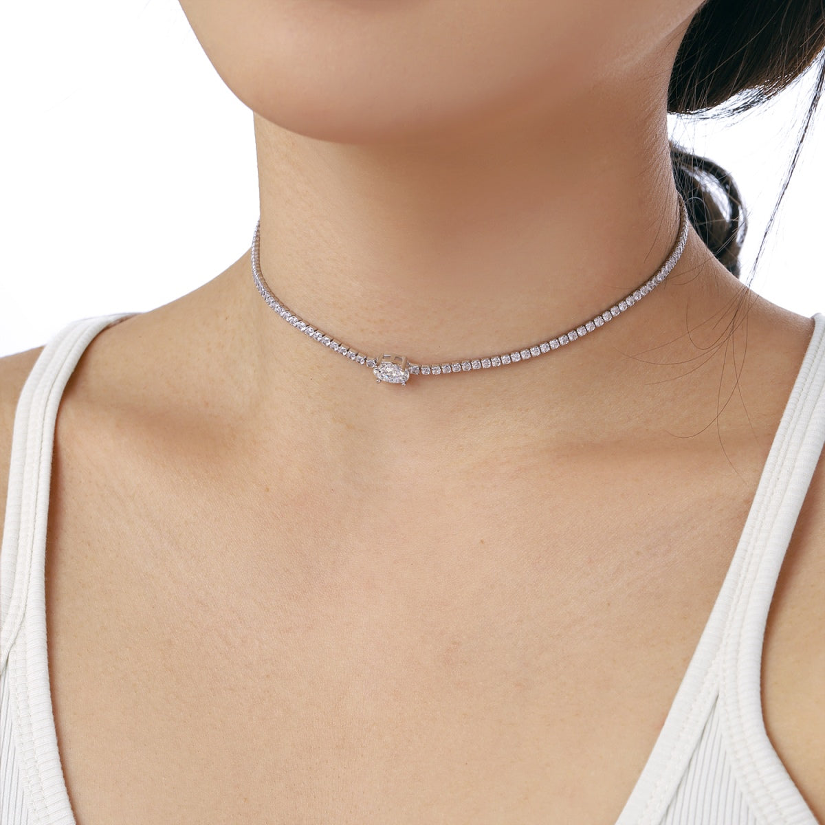 [Lumi Jewellery]1.0 Carat Shining Oval Cut Necklace