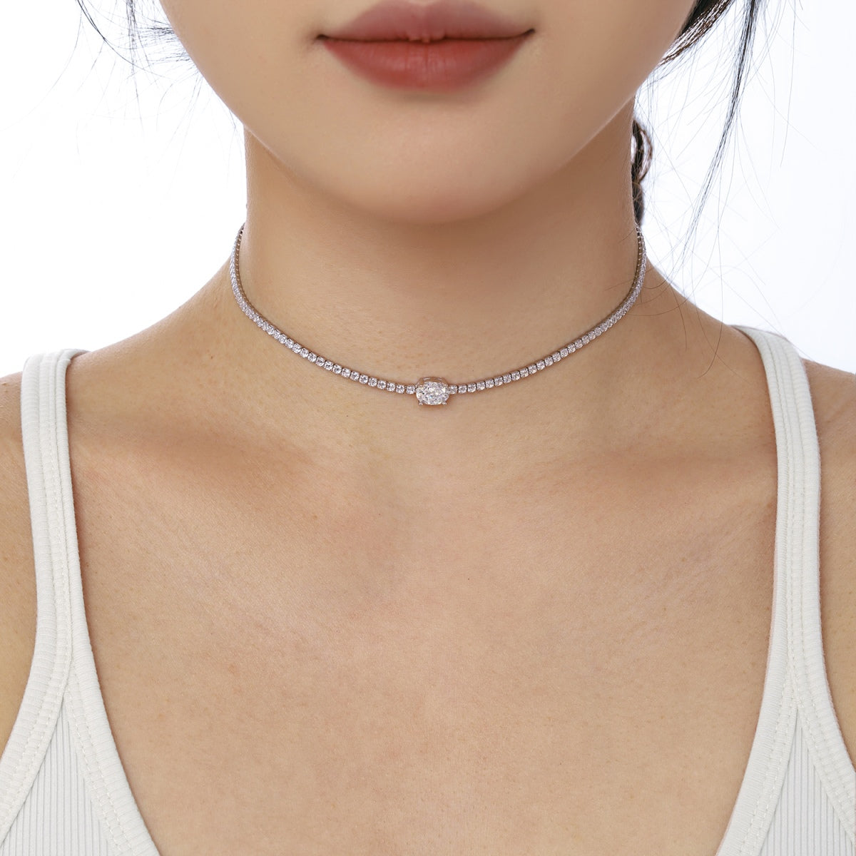 [Lumi Jewellery]1.0 Carat Shining Oval Cut Necklace