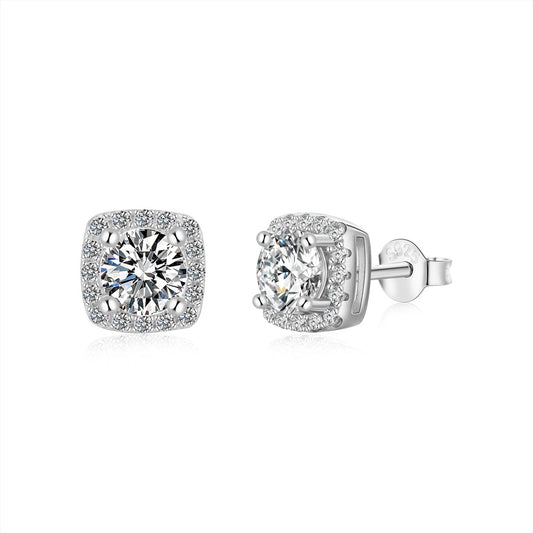 [Lumi Jewellery]Classic Round Center Stone Stud Earrings