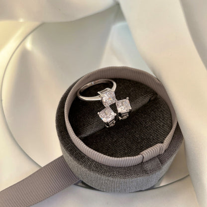 [Lumi Jewellery]1.0 Carat Radiant Princess Cut Wedding Earrings