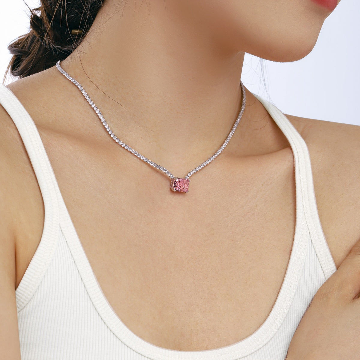 [Lumi Jewellery]4.0 Carat Elegant Radiant Cut Necklace