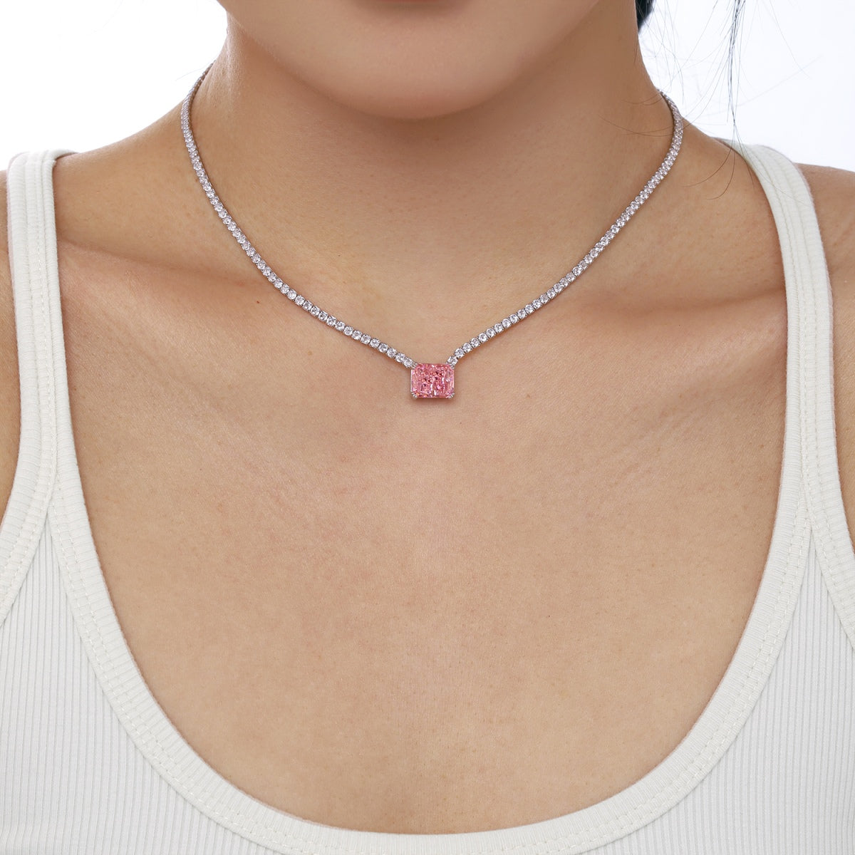 [Lumi Jewellery]4.0 Carat Elegant Radiant Cut Necklace