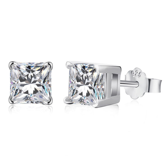 [Lumi Jewellery]1.0 Carat Radiant Princess Cut Wedding Earrings