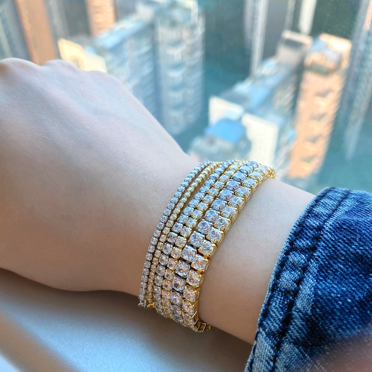 [Lumi Jewellery]Sparkling Radiant Princess Cut Tennis Bracelet
